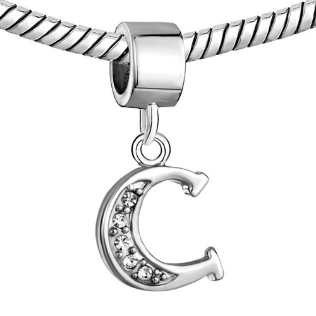 Free S/H Pugster Letter C Dangle Bracelet Charm - Fits Pandora